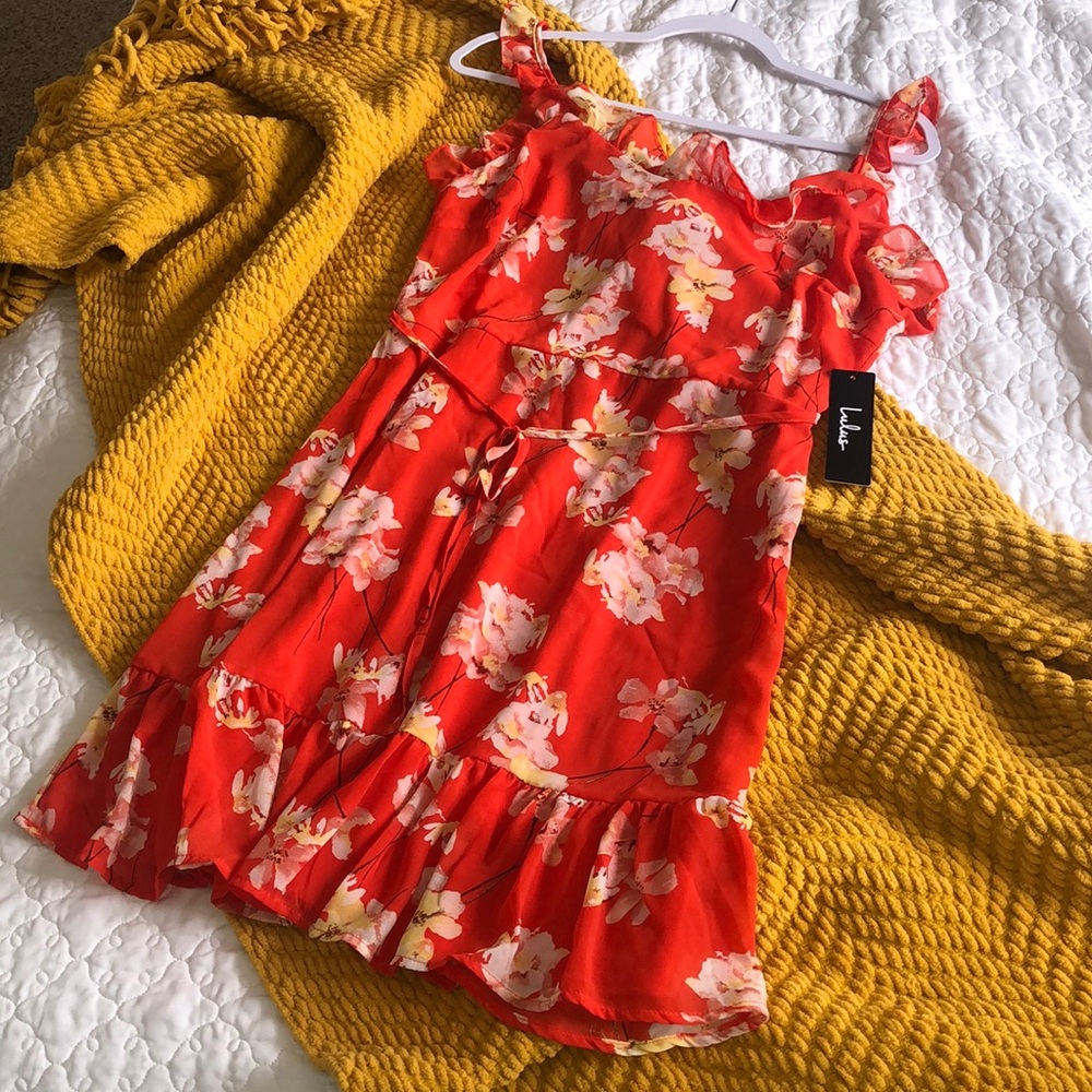 Lulus Orange Floral Mini Dress